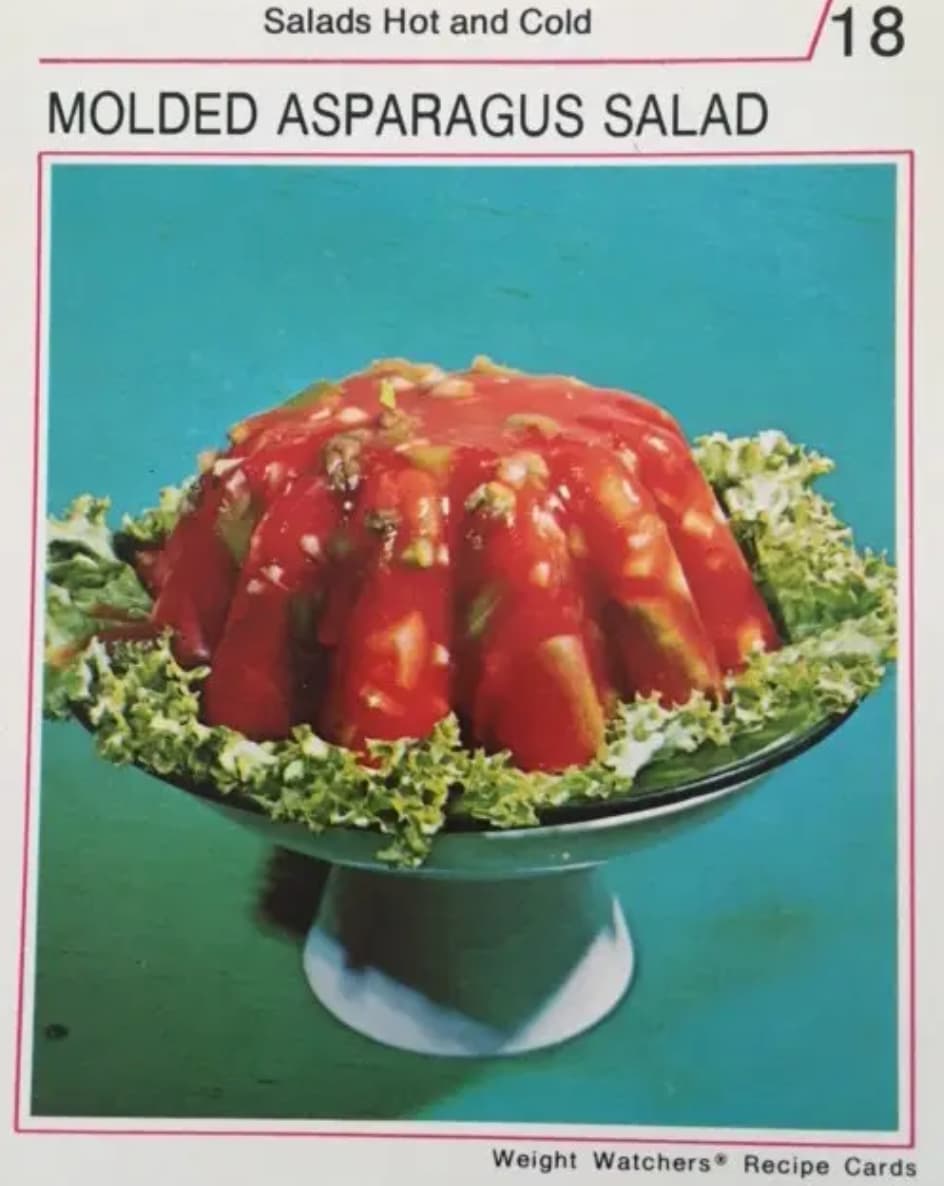 Salads Hot and Cold Molded Asparagus Salad 18 Weight Watchers Recipe Cards